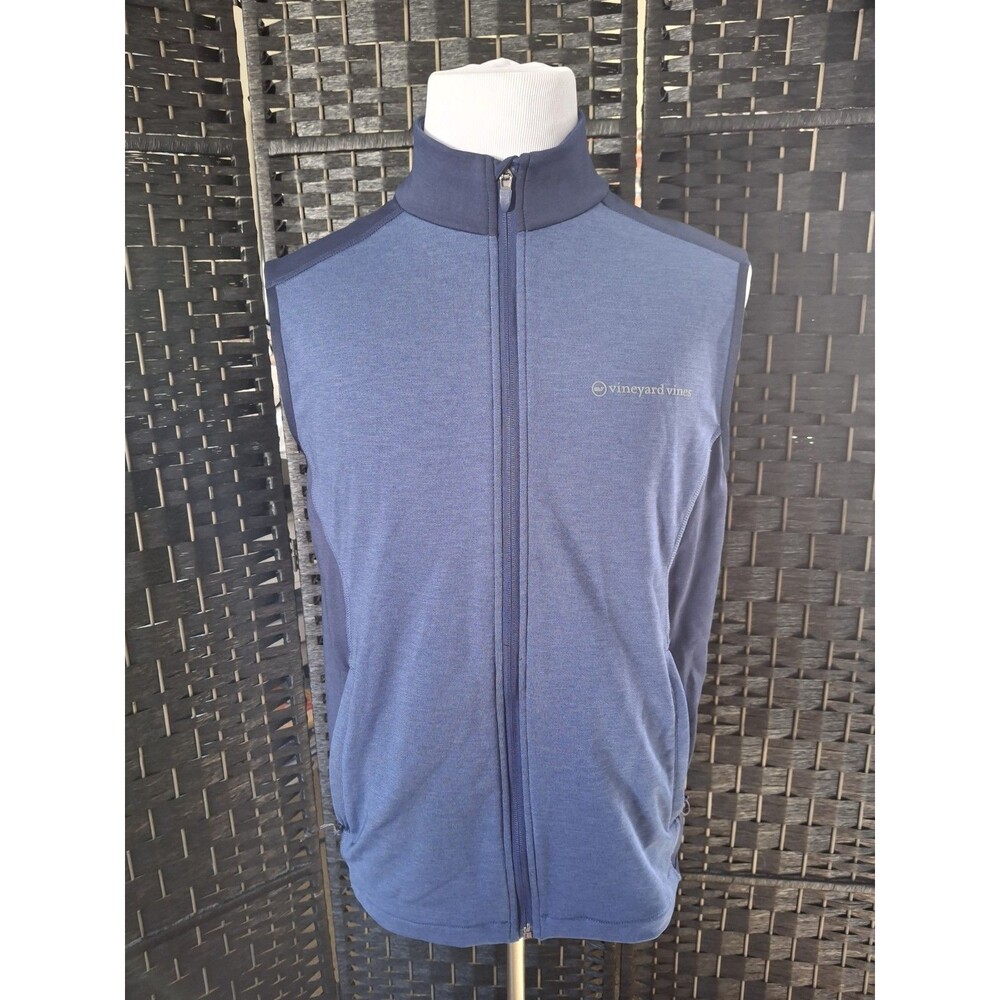 Vineyard Vines Performance Vest Mens Medium Blue Full Zip Golf Casual Pockets